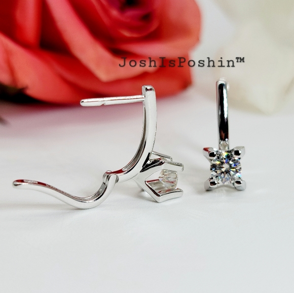 1CT. T.W. Moissanite round cut latch back earrings in sterling silver - Picture 11 of 14